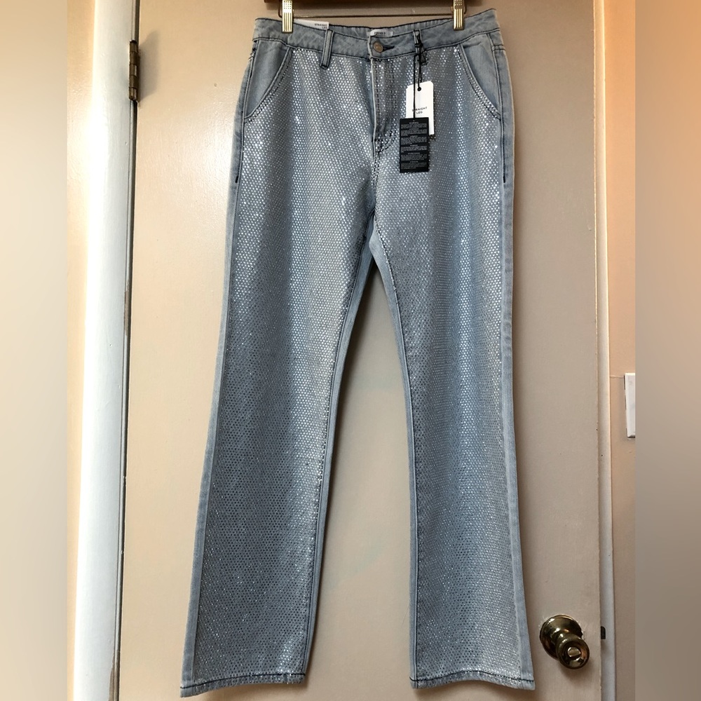 Forever 21 Rhinestone Straight Leg Jeans New With Tags Size 27 (US size 4)